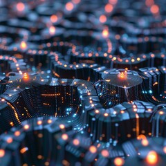 Aufkleber - Abstract close-up of glowing circuit board, showcasing futuristic technology with vibrant lights and intricate design patterns.