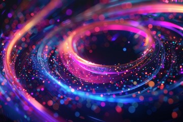 Aufkleber - Colorful abstract vortex with vibrant swirls and sparkling particles, creating a dynamic and mesmerizing visual effect.