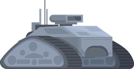 Vector cartoon illustration of a military tank icon on a white background, depicting an armored vehicle used in warfare and defense by the army