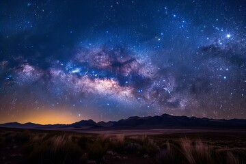 Wall Mural - Milky Way over Desert Landscape