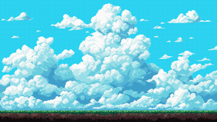 Aufkleber - pixel art game level background, 8 bit, landscape, arcade video game