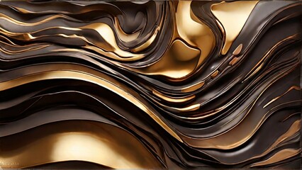 Poster - A background featuring gold and black colors with abstract wavy lines creating a dynamic visual pattern