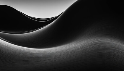 Poster - Monochromatic abstract composition featuring wavy lines flowing across the frame