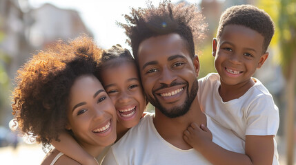 Wall Mural - Happy African American family. 