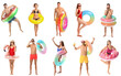 © Pixel-Shot - Set of people with inflatable rings on white background