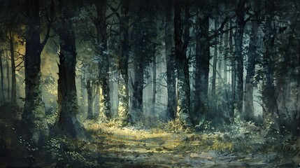 Wall Mural - Enchanted forest scene for fantasy or nature themed designs