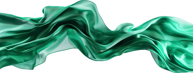 flying silk fabric green. Shiny fabric background