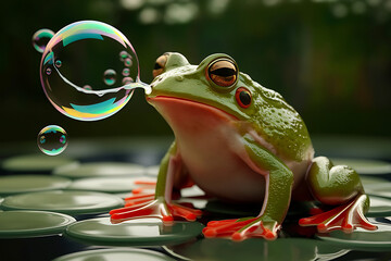 frog on the water