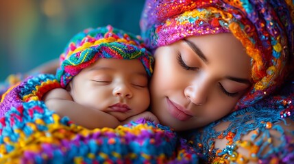 Poster - Illustrate the quiet strength and resilience of motherhood in the supportive gesture of a mothers hands holding her baby boys