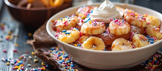Poster - Bowl of food with bananas and sprinkles