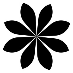 Wall Mural - A simple black flower isolated on a transparent background - Vector flower icon - Decorative floral element