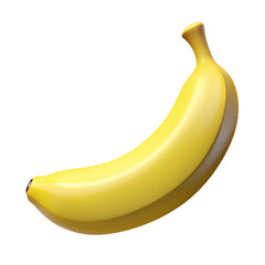 Wall Mural - Bright yellow ripe banana 3d plastic icon isolated PNG transparent background