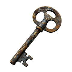 Poster - A vintage key isolated from the background, cut out from its surroundings. Concept of unlocking potential. Generative Ai.