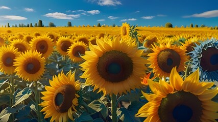 Wall Mural - a vibrant sunflower field at midday