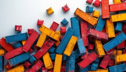 Poster - Stacked colorful cargo containers chaos