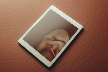 Poster - Isolated blank white tablet with an empty screen, ideal for showcasing app designs or digital publications. Generative Ai.