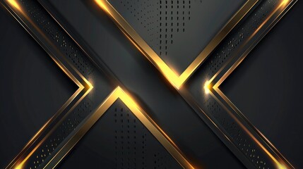 Wall Mural - gold and black metallic arrow direction geometric design, Abstract modern futuristic technology background