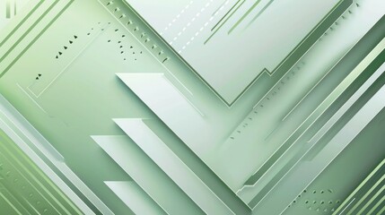 Wall Mural - green and white metallic arrow direction geometric design, Abstract modern futuristic technology background