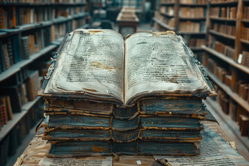 Poster - Absorbing the wisdom of ancient texts and philosophical treatises, seeking answers to life's enduring questions. Concept of intellectual exploration and historical wisdom. Generative Ai.