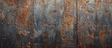 Fototapeta  - Old metal texture background, dirty iron rusty plate. Grungy vintage steel leaf or wall, panoramic view. Concept of industry, grunge, rust, worn material, rough sheet