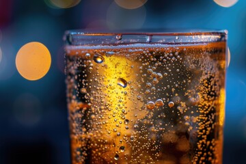 Poster - Highlight the refreshing bubbles and condensation on a glass of chilled beverage