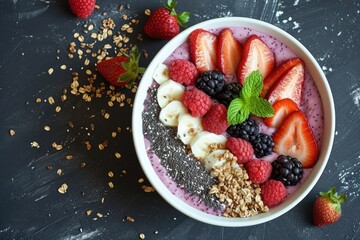 Aufkleber - Highlight the vibrant colors and textures of a visually stunning smoothie bowl