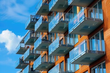 Poster - High-rise apartment building with glass balconies