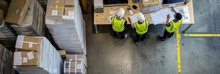 Warehouse workers play a crucial role in managing inventory efficiently for logistics and supply chain purposes. They work with safety gear and as a team to sort, organize, and manage goods