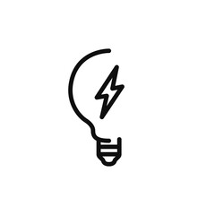 Wall Mural - Light bulb with lightning vector. Edit idea linear icon. Electric light bulb ecology. Electricity energy vector. Lightning outline light bulb. Business vector. Vector illustration.
