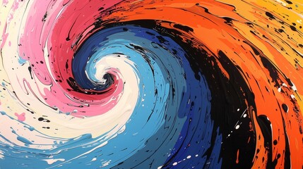 Wall Mural - A colorful swirl of paint on a white background, AI