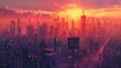 © Vilayat - Futuristic city skyline at sunset for cyberpunk or urban themed designs