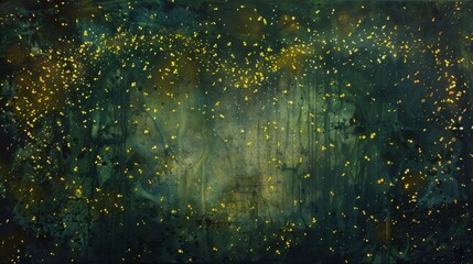 Wall Mural - Golden butterflies in a dark forest for mystical or fantasy themed designs