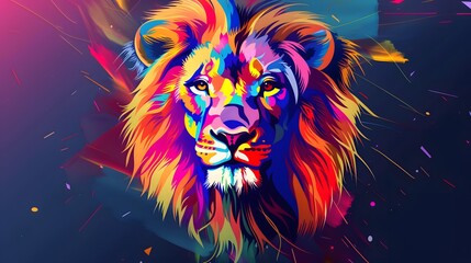 Wall Mural - Colorful Lion Head
