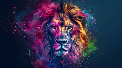 Wall Mural - Colorful Lion Head
