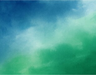 Wall Mural - abstract blue green background with texture gradient cloudy light green to blue colors with soft sponged watercolor painted white misty fog