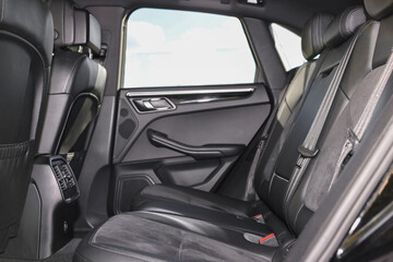 Wall Mural - Inside of modern car with black leather seats