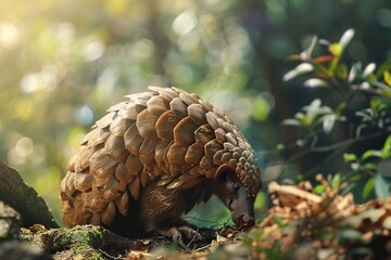 Poster - The elusive Pangolin, known for its unique scales, in a natural setting