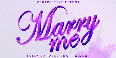 Poster - Purple Marry Me Vector Fully Editable Smart Object Text Effect