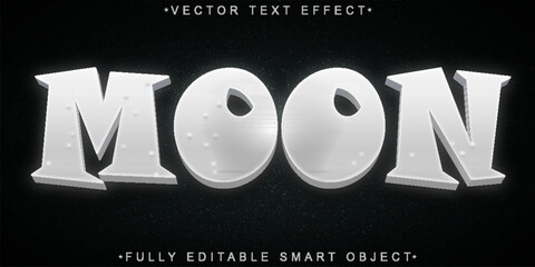 Poster - Cartoon White Moon Vector Editable Text Effect Template