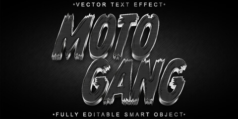 Poster - Silver Moto Gang Vector Fully Editable Smart Object Text Effect