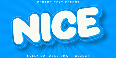 Wall Mural - Blue Cartoon Nice Vector Fully Editable Smart Object Text Effect
