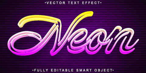 Poster - Neon Tube Vector Fully Editable Smart Object Text Effect