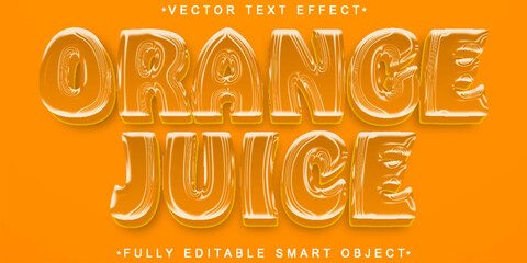 Poster - Cartoon Orange Juice Vector Fully Editable Smart Object Text Effect