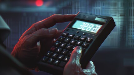 Wall Mural - Vintage calculator in cyberpunk style for technology or design themes