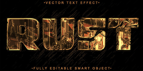 Poster - Worn Shiny Rusty Bronze Vector Fully Editable Smart Object Text Effect