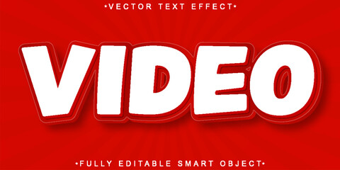 Aufkleber - Cartoon Red Video Vector Fully Editable Smart Object Text Effect