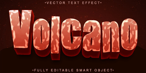 Poster - Brown Volcano Mountain Vector Fully Editable Smart Object Text Effect