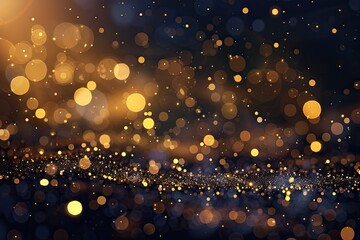 Wall Mural - A blurry image of gold and blue sparks with a dark background. The image is a representation of the idea of a bright and lively celebration