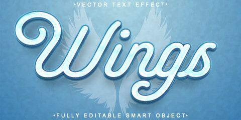 Wall Mural - Blue Wings Vector Fully Editable Smart Object Text Effect