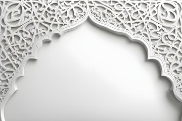 Wall Mural - Islamic Arabic Arabesque Ornament Border Luxury Abstract White Background with Copy Space for Text